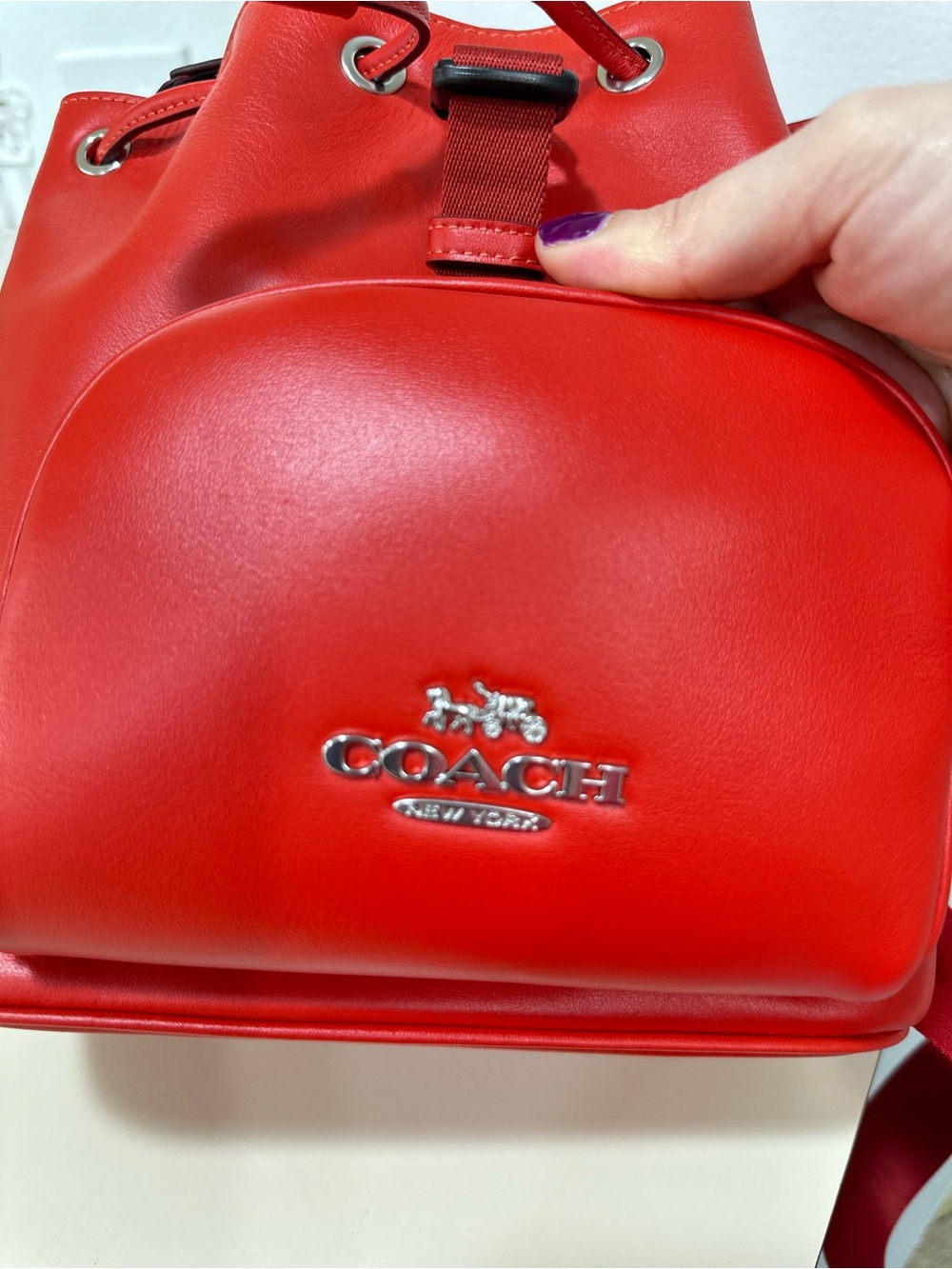 Coach Pace Small Backpack Miami Red with side zipper pocket-Like New ♥️ - Picture 4 of 11